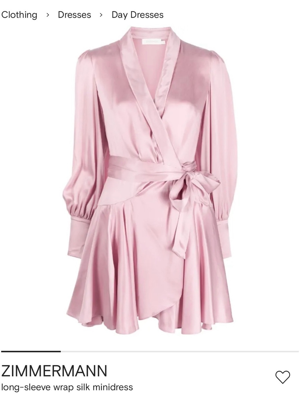 Zimmermann Blush Pink Silk Long-Sleeve Wrap Dress with Tie Waist